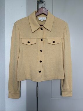 ST JOHN COLLECTION LIGHT YELLOW SANTANA KNIT BLAZER WOMENS 8